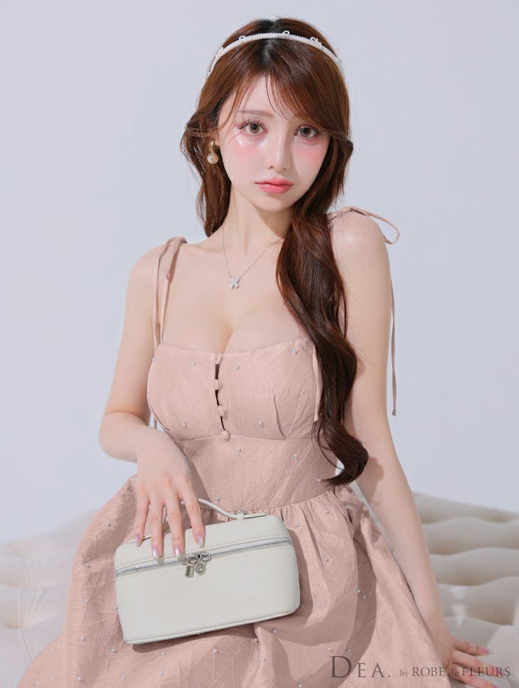 DEA. ディア バイ ローブドフルール パールジャガードサテンフレアロングキャバドレス de3591-c