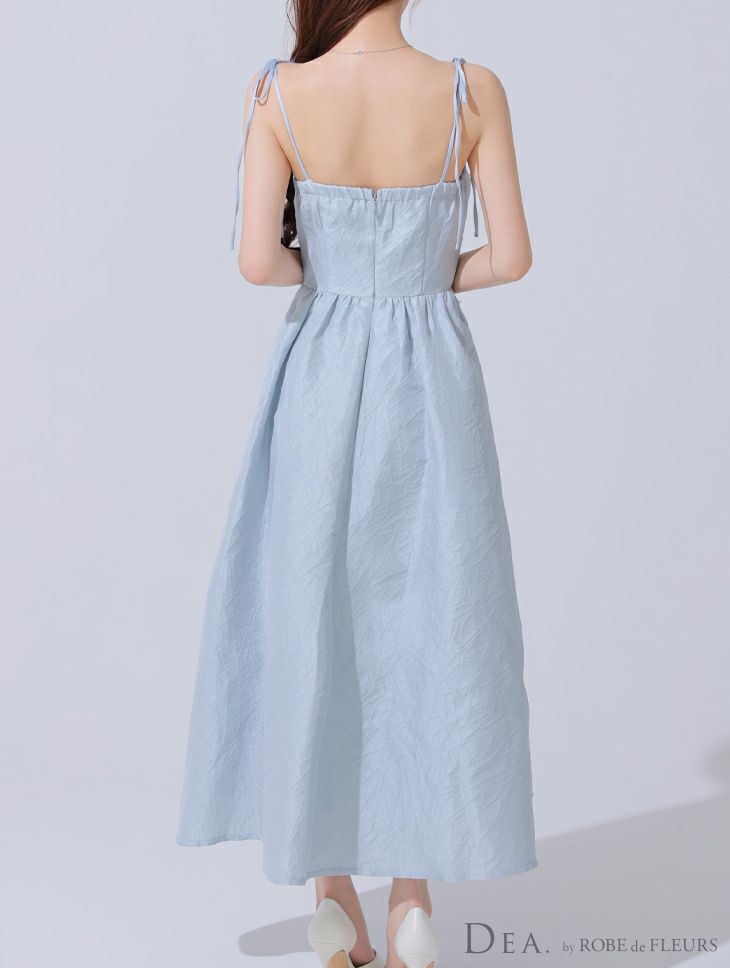 DEA. ディア バイ ローブドフルール パールジャガードサテンフレアロングキャバドレス de3591-c