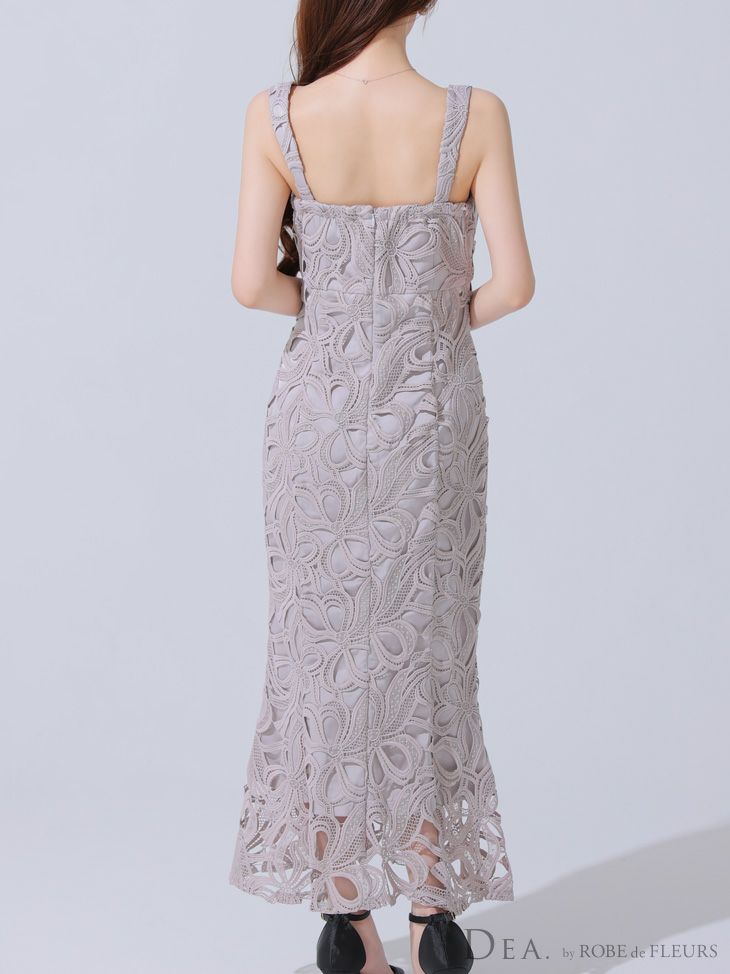  DEA. ディア バイ ローブドフルール リボン柄レースバストジップマーメイドロングキャバドレス de3785-c