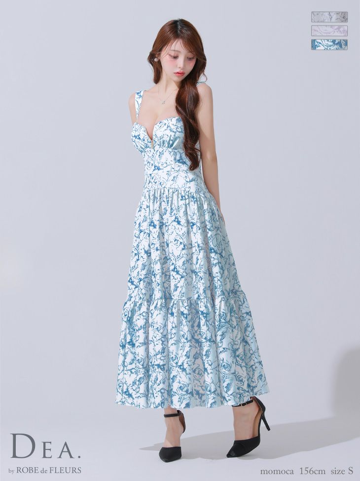 DEA. ディア バイ ローブドフルール 花柄バストジップフレアロング  