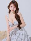 DEA. ディア バイ ローブドフルール 花柄バストジップフレアロングキャバドレス de3778-c