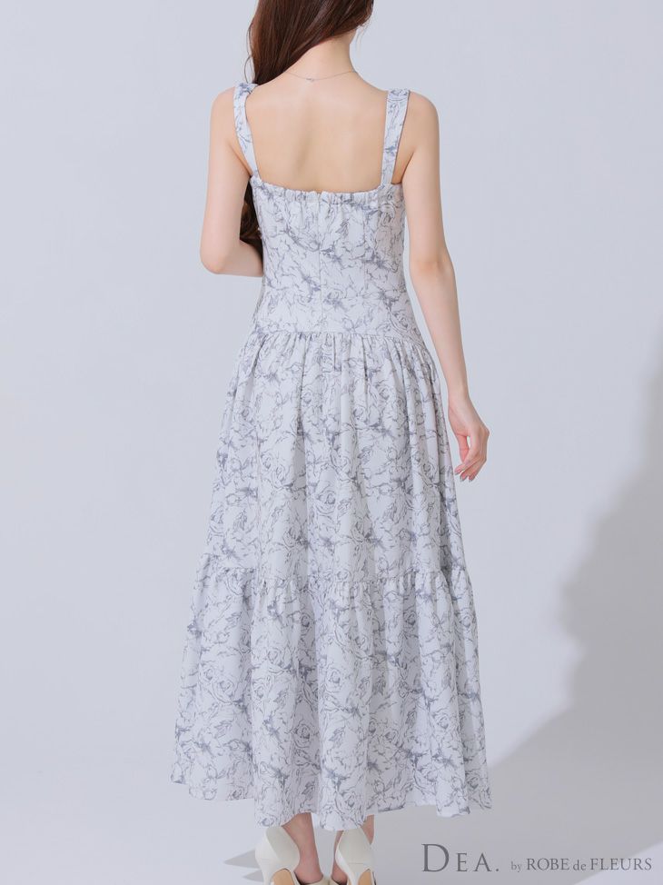 DEA. ディア バイ ローブドフルール 花柄バストジップフレアロングキャバドレス de3778-c