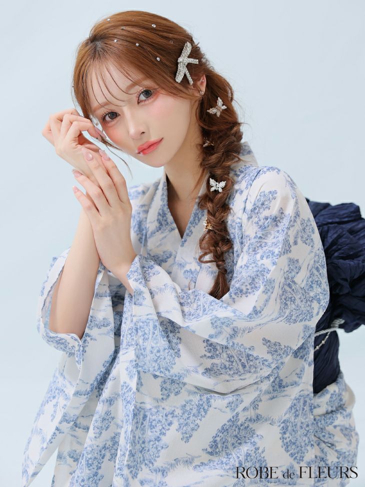 ROBE de FLEURS ローブドフルール Floral print yukata フローラルプリント浴衣 fm3375-c