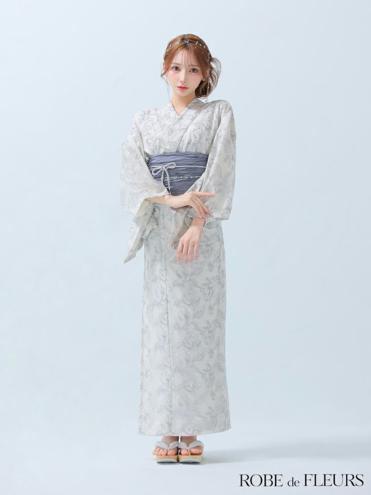 ROBE de FLEURS ローブドフルール Sheer floral embroidered lace yukata シアーフローラルレース浴衣 fm4220-c
