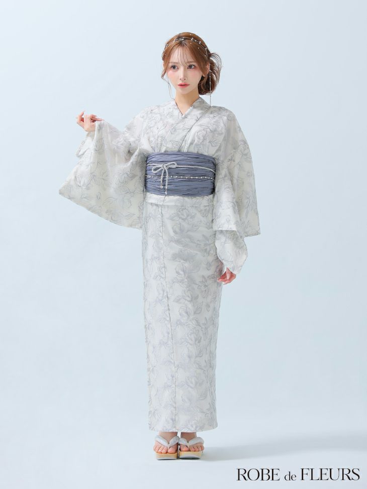 ROBE de FLEURS ローブドフルール Sheer floral embroidered lace yukata シアーフローラルレース浴衣 fm4220-c