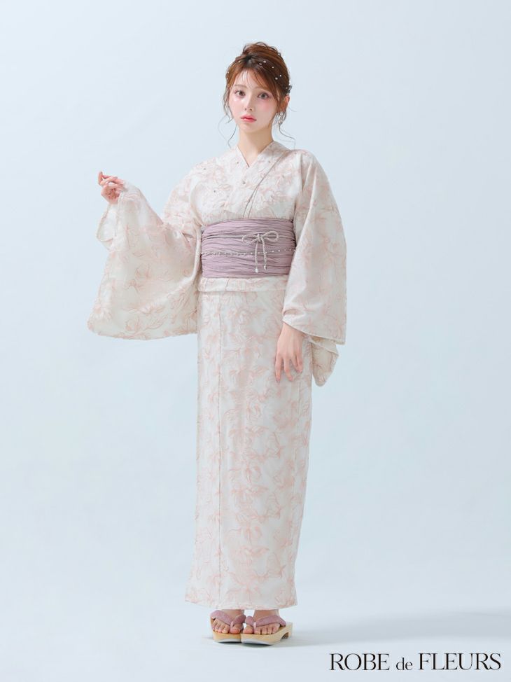 ROBE de FLEURS ローブドフルール Sheer floral embroidered lace yukata シアーフローラルレース浴衣 fm4220-c