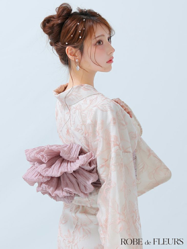 ROBE de FLEURS ローブドフルール Sheer floral embroidered lace yukata シアーフローラルレース浴衣 fm4220-c