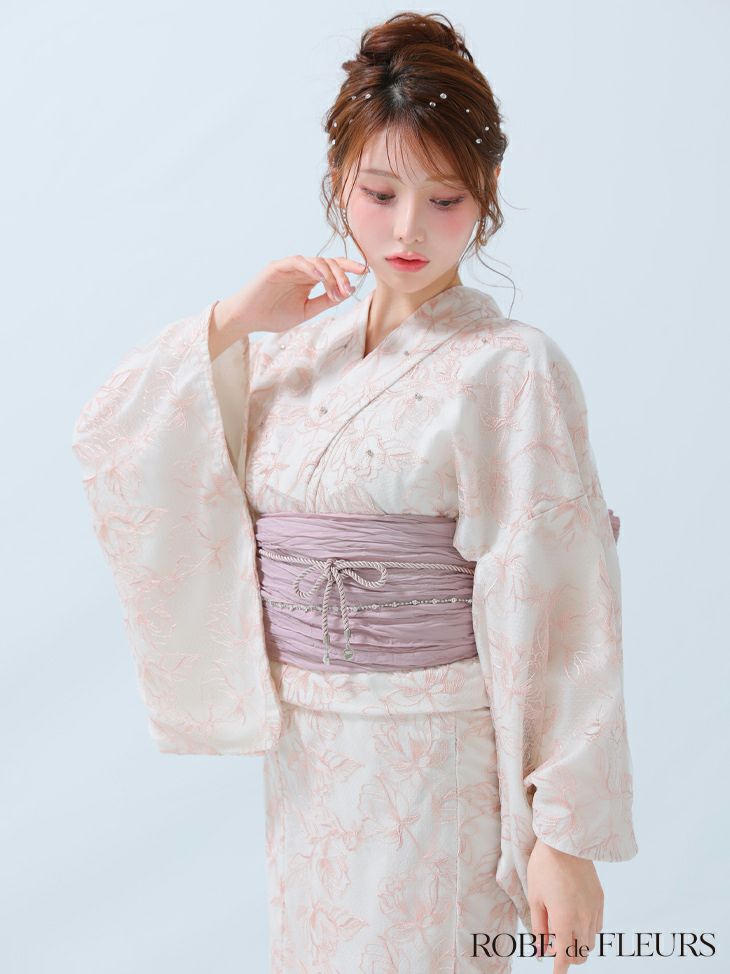ROBE de FLEURS ローブドフルール Sheer floral embroidered lace yukata シアーフローラルレース浴衣 fm4220-c