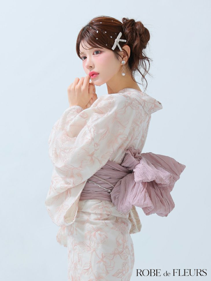 ROBE de FLEURS ローブドフルール Sheer floral embroidered lace yukata シアーフローラルレース浴衣 fm4220-c