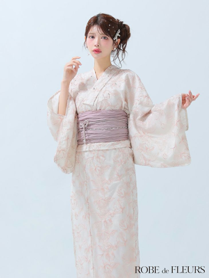 ROBE de FLEURS ローブドフルール Sheer floral embroidered lace yukata シアーフローラルレース浴衣 fm4220-c