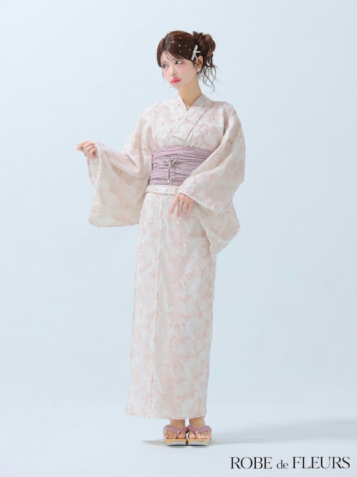 ROBE de FLEURS ローブドフルール Sheer floral embroidered lace yukata シアーフローラルレース浴衣 fm4220-c