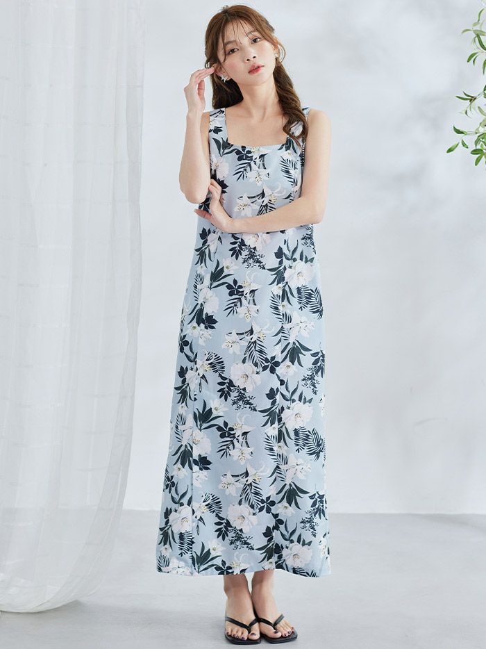 【4点セット】Malymoon マリームーン リゾートブルー白百合2way浴衣 mlyk-25-10306