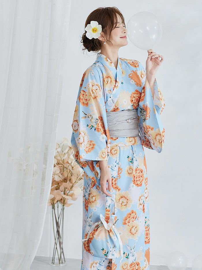 【4点セット】Malymoon マリームーン メルヘンバニー橙花2way浴衣 mlyk-25-10323