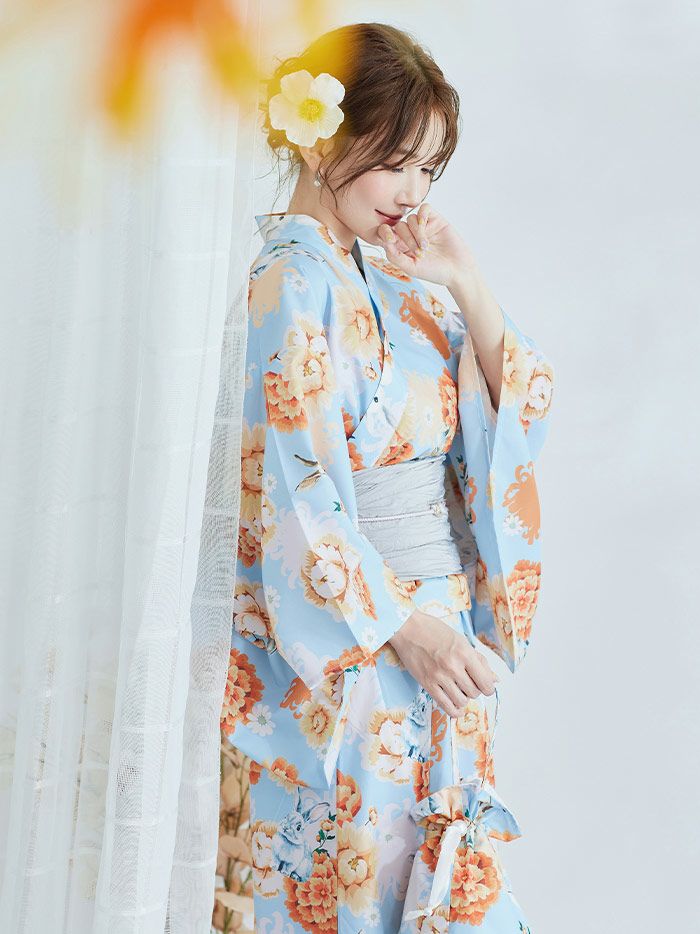 【4点セット】Malymoon マリームーン メルヘンバニー橙花2way浴衣 mlyk-25-10323