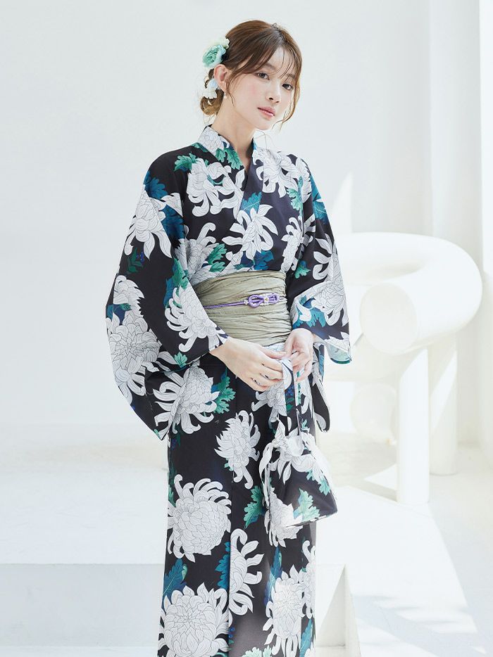 【4点セット】Malymoon マリームーン サマーリーフフラワー2way浴衣 mlyk-25-10319