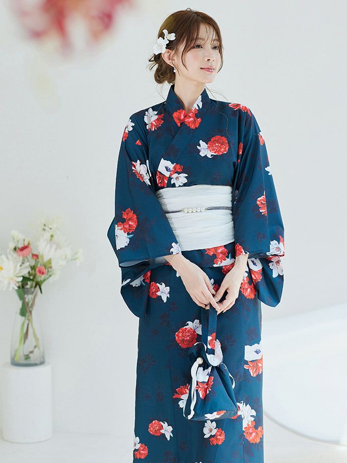 【4点セット】Malymoon マリームーン レディモダン花結び2way浴衣 mlyk-25-10307