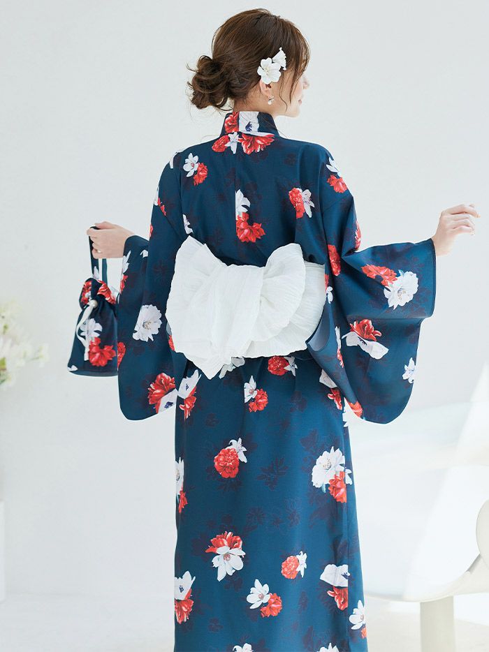 【4点セット】Malymoon マリームーン レディモダン花結び2way浴衣 mlyk-25-10307