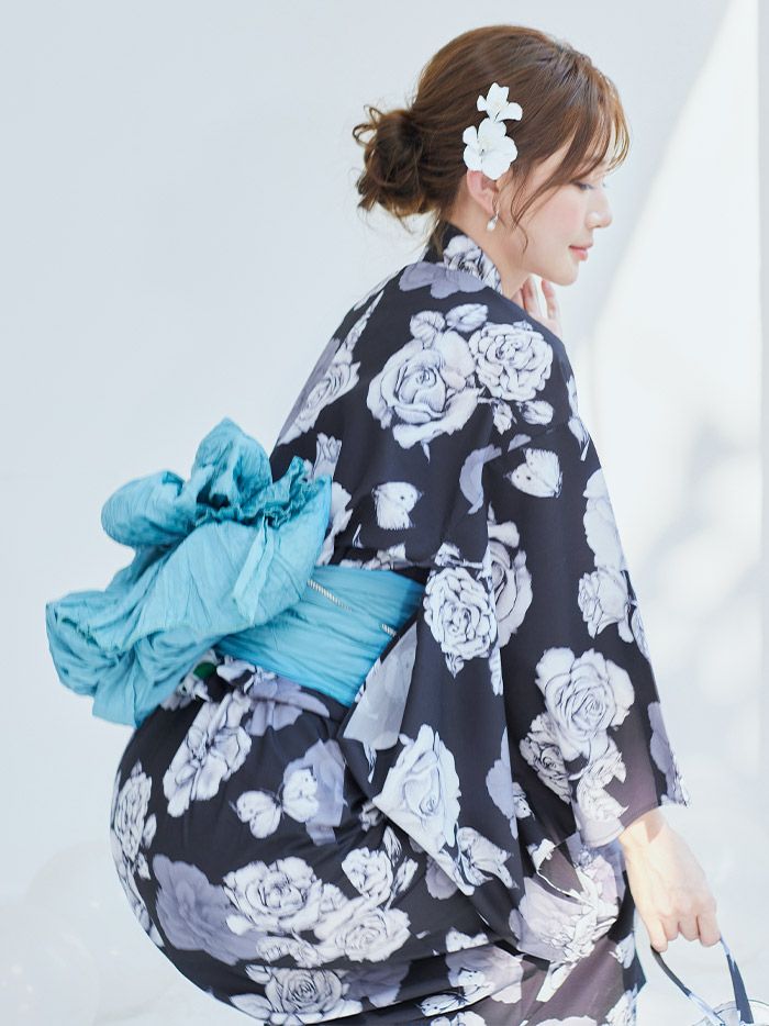 【4点セット】Malymoon マリームーン エレガンスモダン花模様2way浴衣 mlyk-25-10312