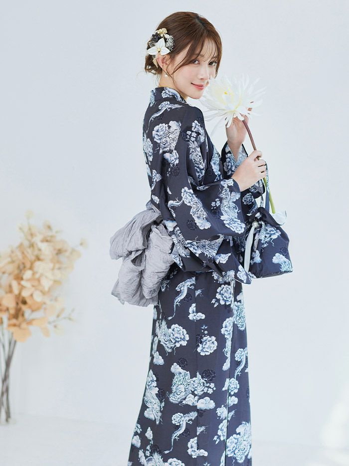 【4点セット】Malymoon マリームーン 浮世ドラゴン艶麗2way浴衣 mlyk-25-10313