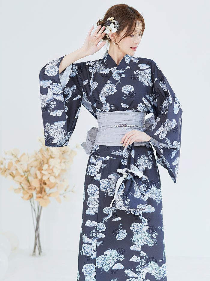 【4点セット】Malymoon マリームーン 浮世ドラゴン艶麗2way浴衣 mlyk-25-10313