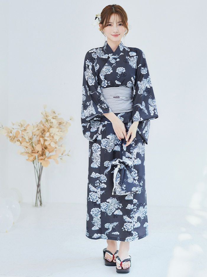 【4点セット】Malymoon マリームーン 浮世ドラゴン艶麗2way浴衣 mlyk-25-10313