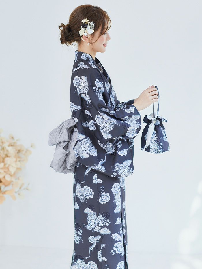 【4点セット】Malymoon マリームーン 浮世ドラゴン艶麗2way浴衣 mlyk-25-10313