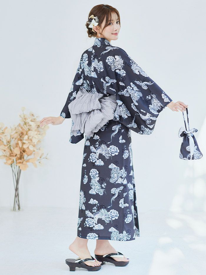 【4点セット】Malymoon マリームーン 浮世ドラゴン艶麗2way浴衣 mlyk-25-10313