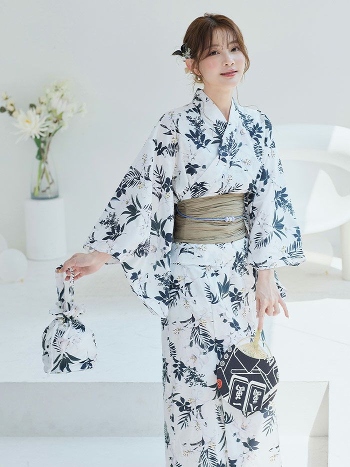 【4点セット】Malymoon マリームーン スタイリッシュモダン花柄2way浴衣 mlyk-25-10305