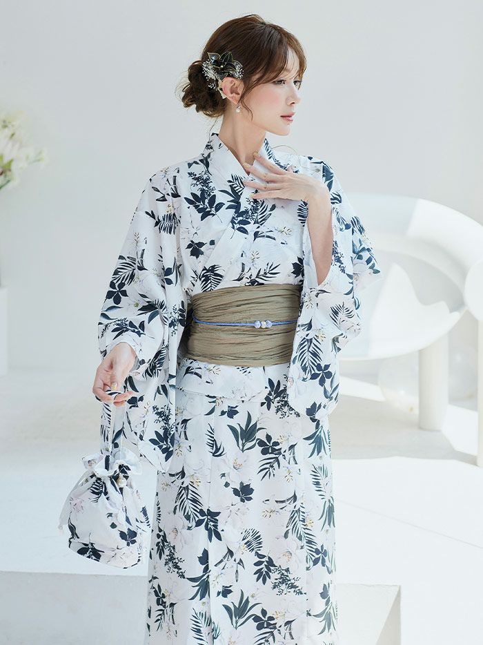 【4点セット】Malymoon マリームーン スタイリッシュモダン花柄2way浴衣 mlyk-25-10305