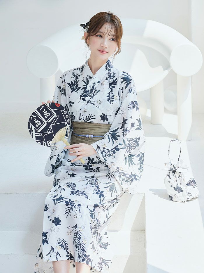 【4点セット】Malymoon マリームーン スタイリッシュモダン花柄2way浴衣 mlyk-25-10305