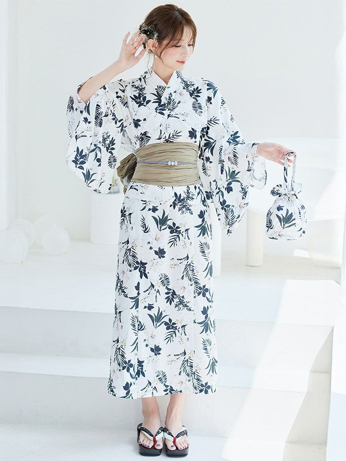 【4点セット】Malymoon マリームーン スタイリッシュモダン花柄2way浴衣 mlyk-25-10305