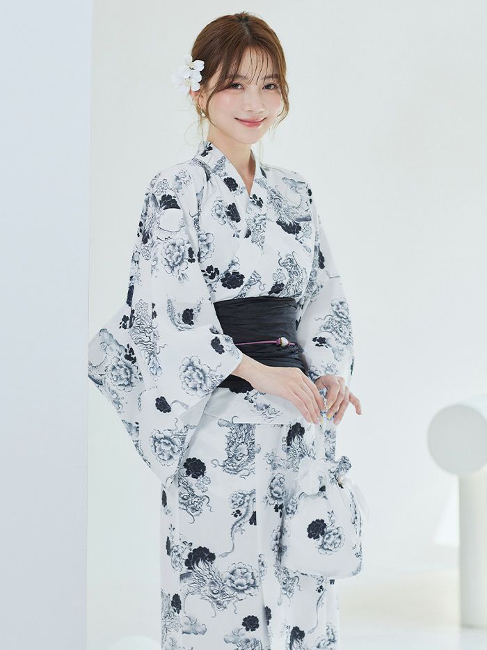 【4点セット】Malymoon マリームーン 浮世ドラゴン艶麗2way浴衣 mlyk-25-10311