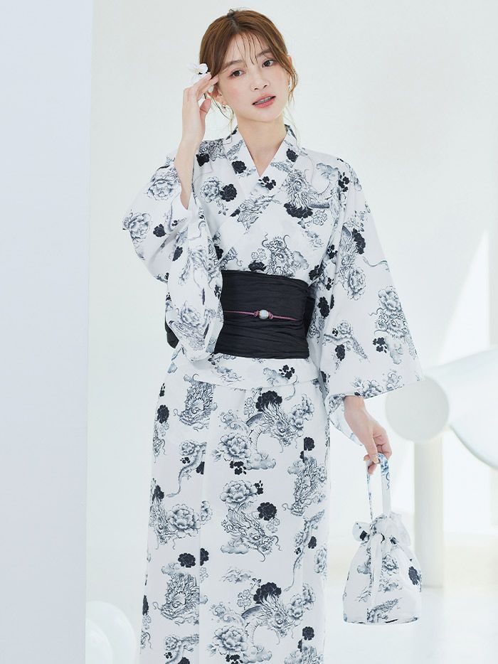 【4点セット】Malymoon マリームーン 浮世ドラゴン艶麗2way浴衣 mlyk-25-10311