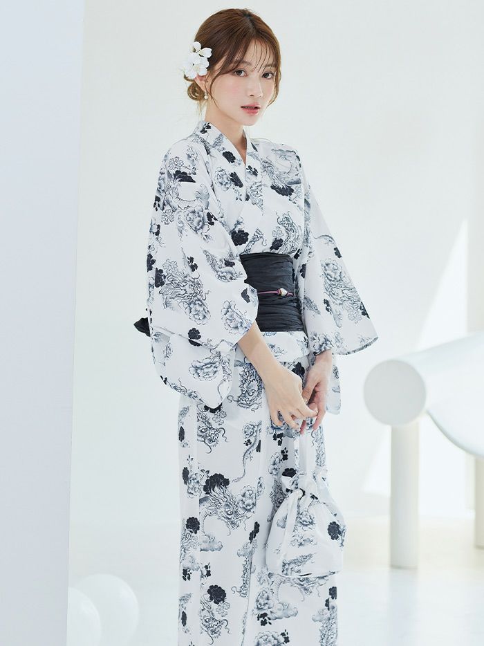 【4点セット】Malymoon マリームーン 浮世ドラゴン艶麗2way浴衣 mlyk-25-10311