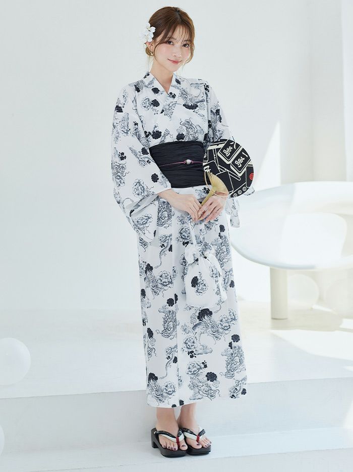 【4点セット】Malymoon マリームーン 浮世ドラゴン艶麗2way浴衣 mlyk-25-10311