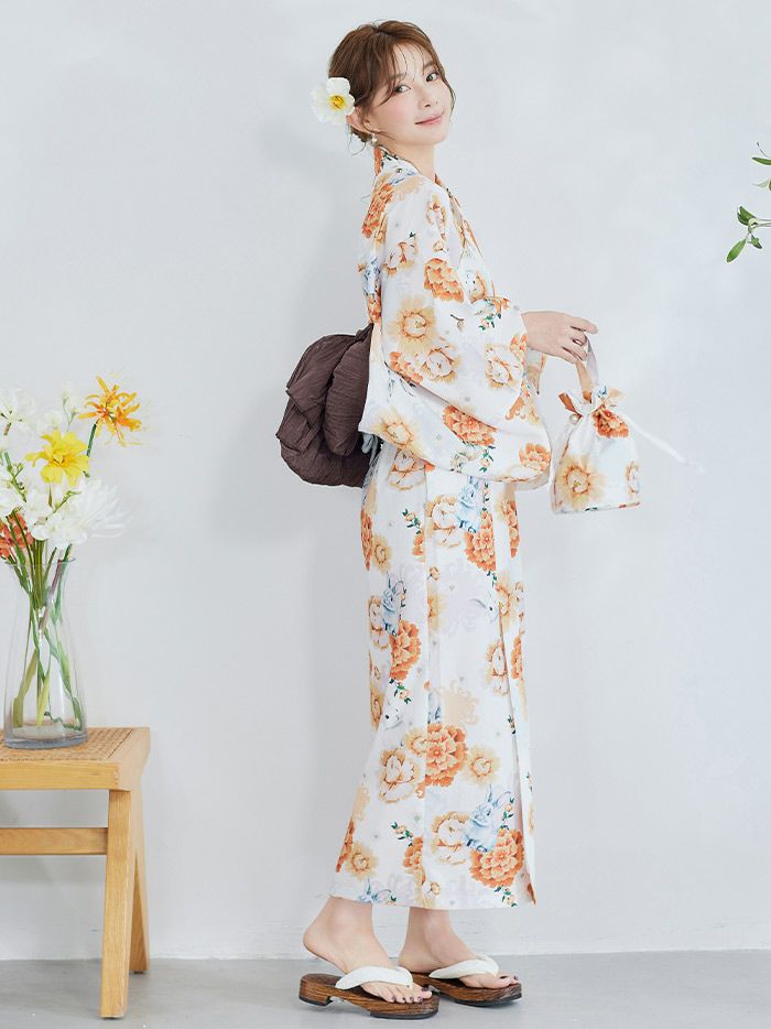 【4点セット】Malymoon マリームーン メルヘンバニー橙花2way浴衣 mlyk-25-10322