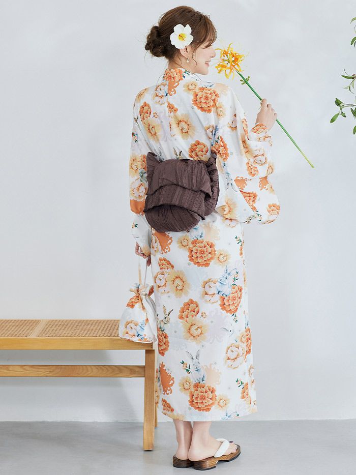 【4点セット】Malymoon マリームーン メルヘンバニー橙花2way浴衣 mlyk-25-10322