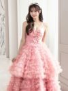vanityME.couture. バニティミークチュール リボンモチーフ サテン 2段ボリュームフリル プリンセス 姫 ロングドレス バースデードレス ピンク vctr-t-25011-1