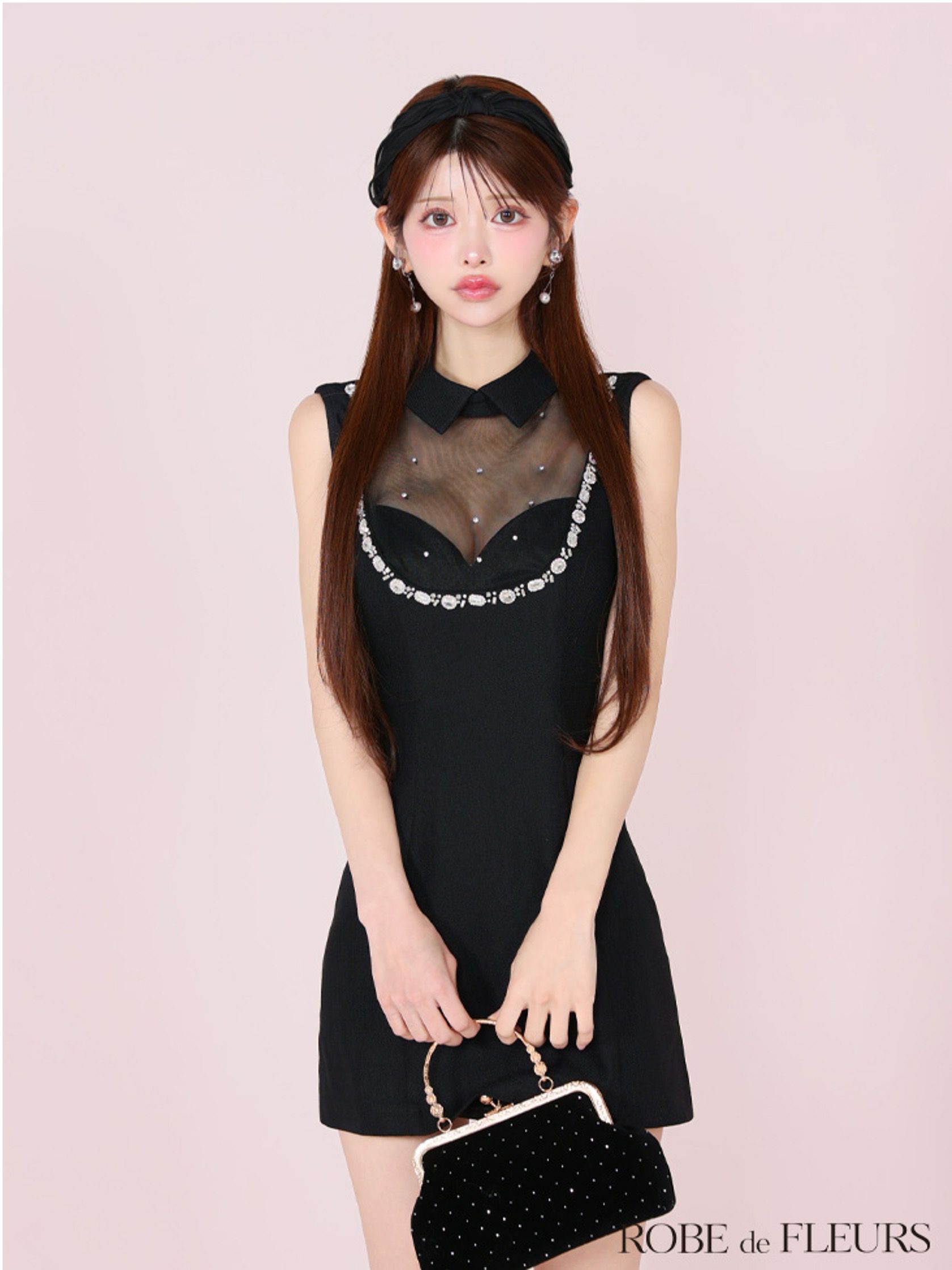 ROBE de FLEURS ローブドフルール ジューシアーチュールタイトミニキャバドレス fm3447-c