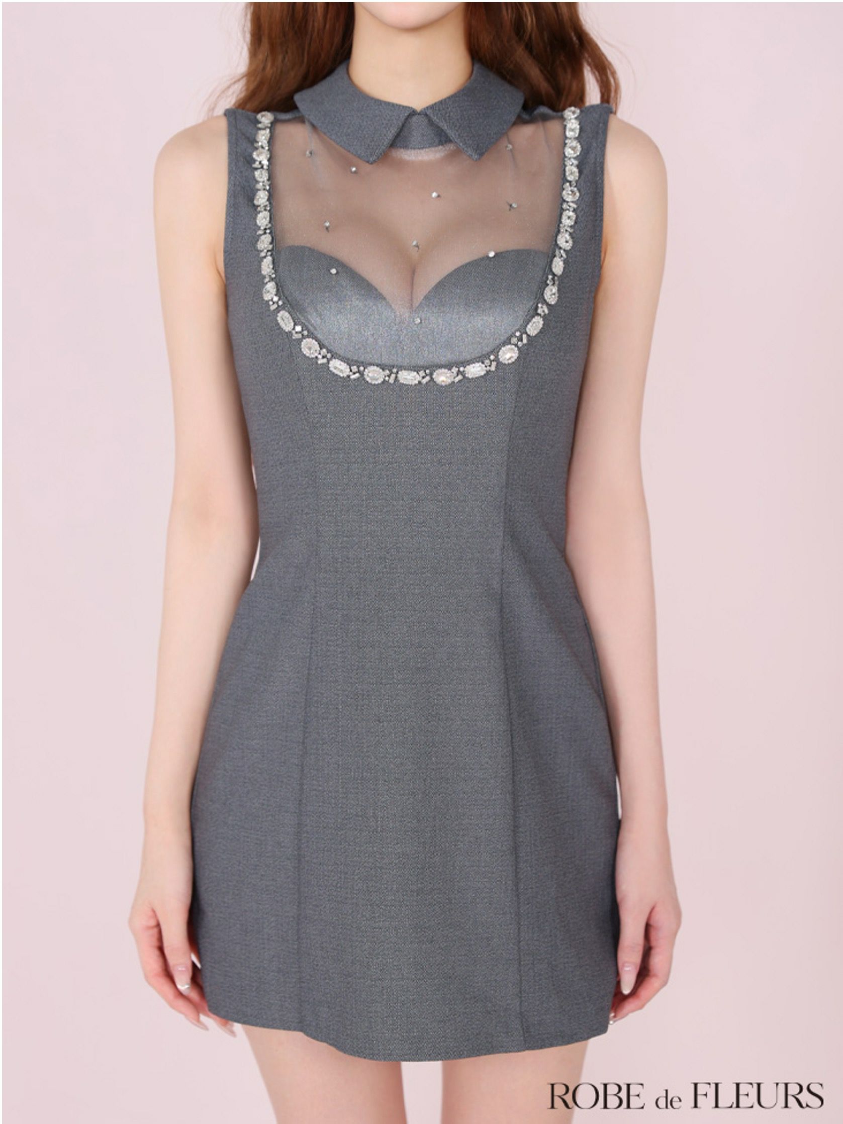 ROBE de FLEURS ローブドフルール ジューシアーチュールタイトミニキャバドレス fm3447-c