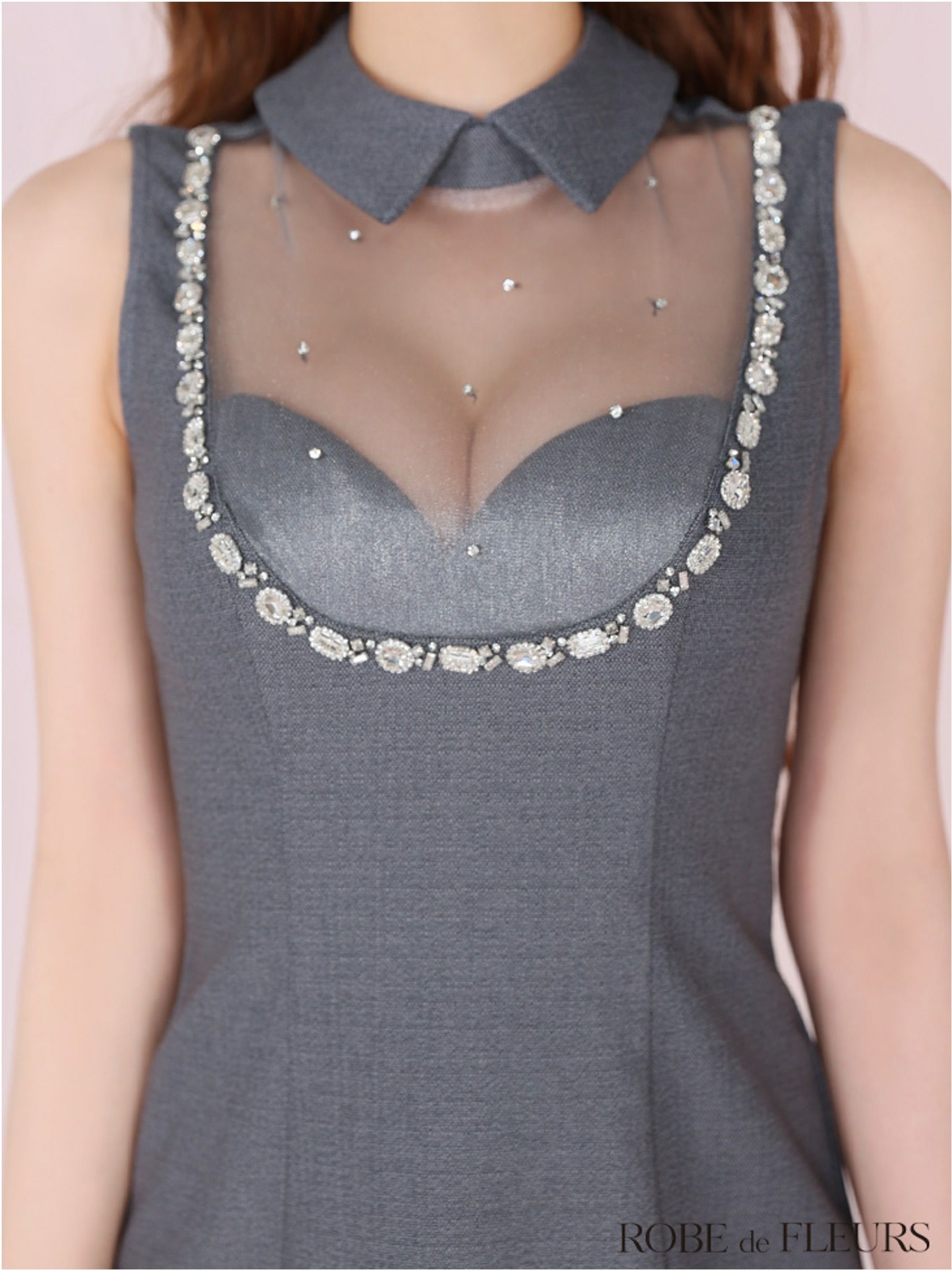 ROBE de FLEURS ローブドフルール ジューシアーチュールタイトミニキャバドレス fm3447-c