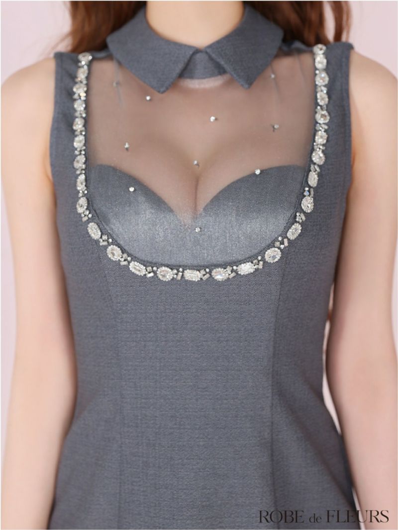 ROBE de FLEURS ローブドフルール ジューシアーチュールタイトミニキャバドレス fm3447-c