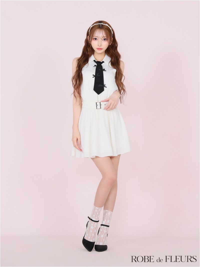 ROBE de FLEURS ローブドフルール リボンネクタイフレアミニキャバ