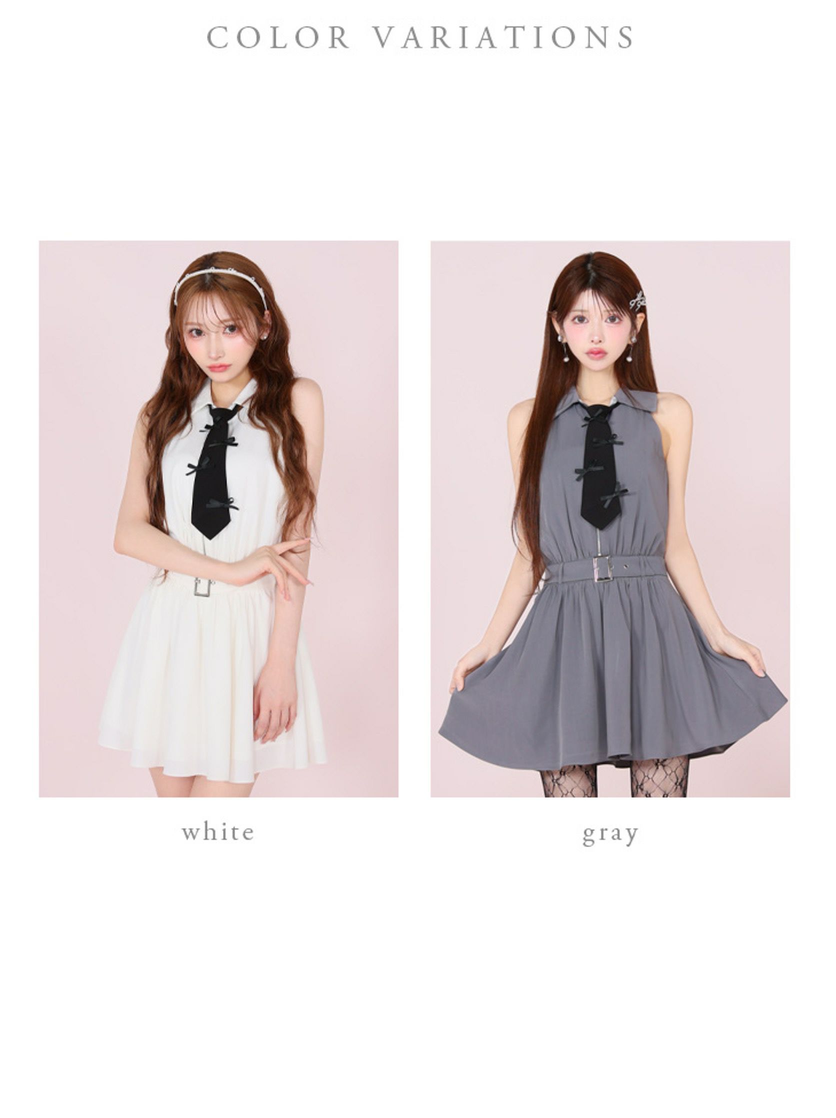 ROBE de FLEURS ローブドフルール リボンネクタイフレアミニキャバドレス fm3387-c