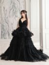 vanityME.couture. バニティミークチュール Vネック ペプラム ボリュームフリル チュール プリンセス 姫 ロングドレス バースデードレス ブラック vctr-t-25010
