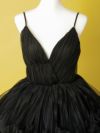 vanityME.couture. バニティミークチュール Vネック ペプラム ボリュームフリル チュール プリンセス 姫 ロングドレス バースデードレス ブラック vctr-t-25010