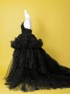 vanityME.couture. バニティミークチュール Vネック ペプラム ボリュームフリル チュール プリンセス 姫 ロングドレス バースデードレス ブラック vctr-t-25010