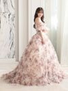 vanityME.couture. バニティミークチュール アンティークフラワー 花柄 パフスリーブ付き バストカットアウト プリンセス 姫 ロングドレス バースデードレス ピンク vctr-l-gl3609