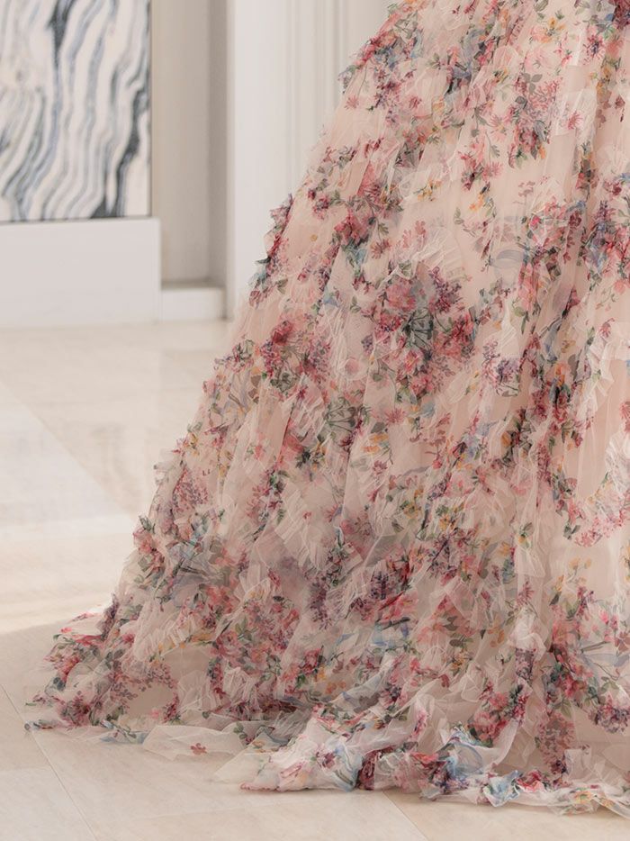 vanityME.couture. バニティミークチュール アンティークフラワー 花柄 パフスリーブ付き バストカットアウト プリンセス 姫 ロングドレス バースデードレス ピンク vctr-l-gl3609