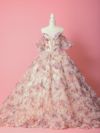 vanityME.couture. バニティミークチュール アンティークフラワー 花柄 パフスリーブ付き バストカットアウト プリンセス 姫 ロングドレス バースデードレス ピンク vctr-l-gl3609